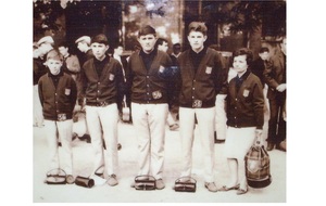 Vienne  1965.Jean Michel Charbonneau, Michel Grelaud, Dédé Grelaud, Jean Mi. Bisserié, (nenette) Mme Beaussire